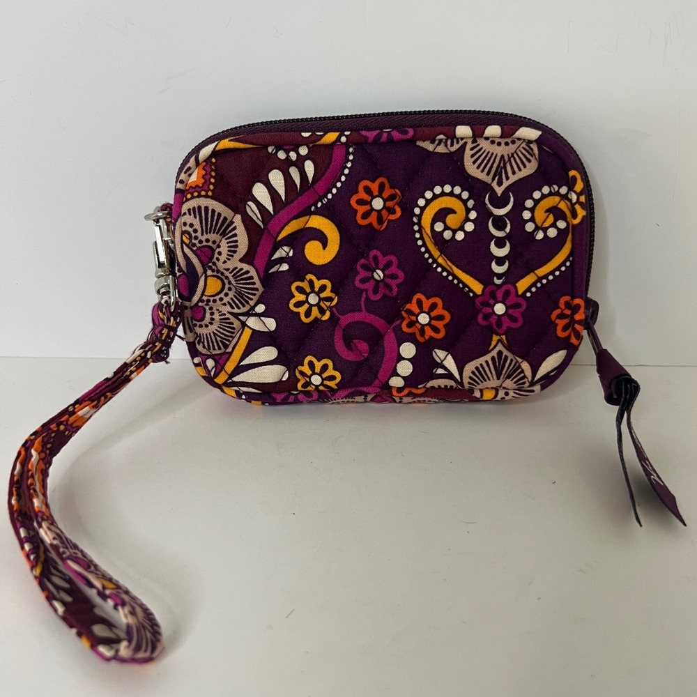 Retired Vera Bradley Safari Sunset Pattern Wristlet 4 x 5" Burgundy Orange‎